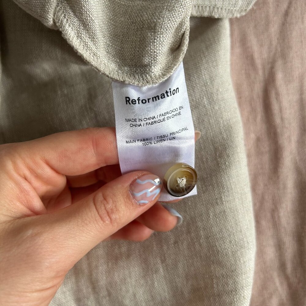 Reformation Petites Alex Linen Pant, Oatmeal -- 2P - Picture 6 of 7